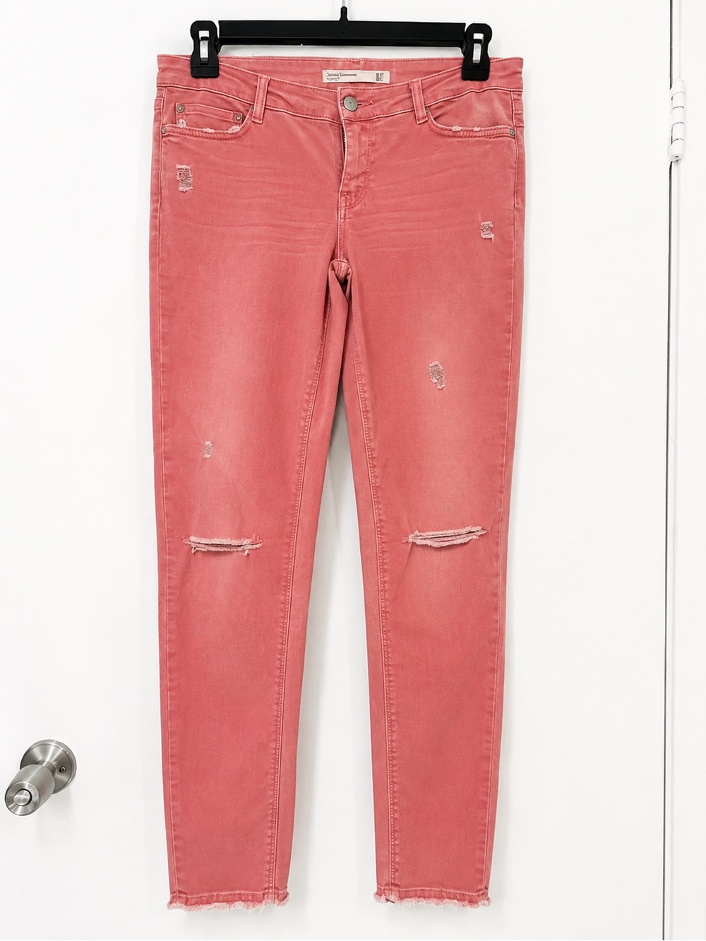 Zara Coral Pink Distressed Skinny Jeans